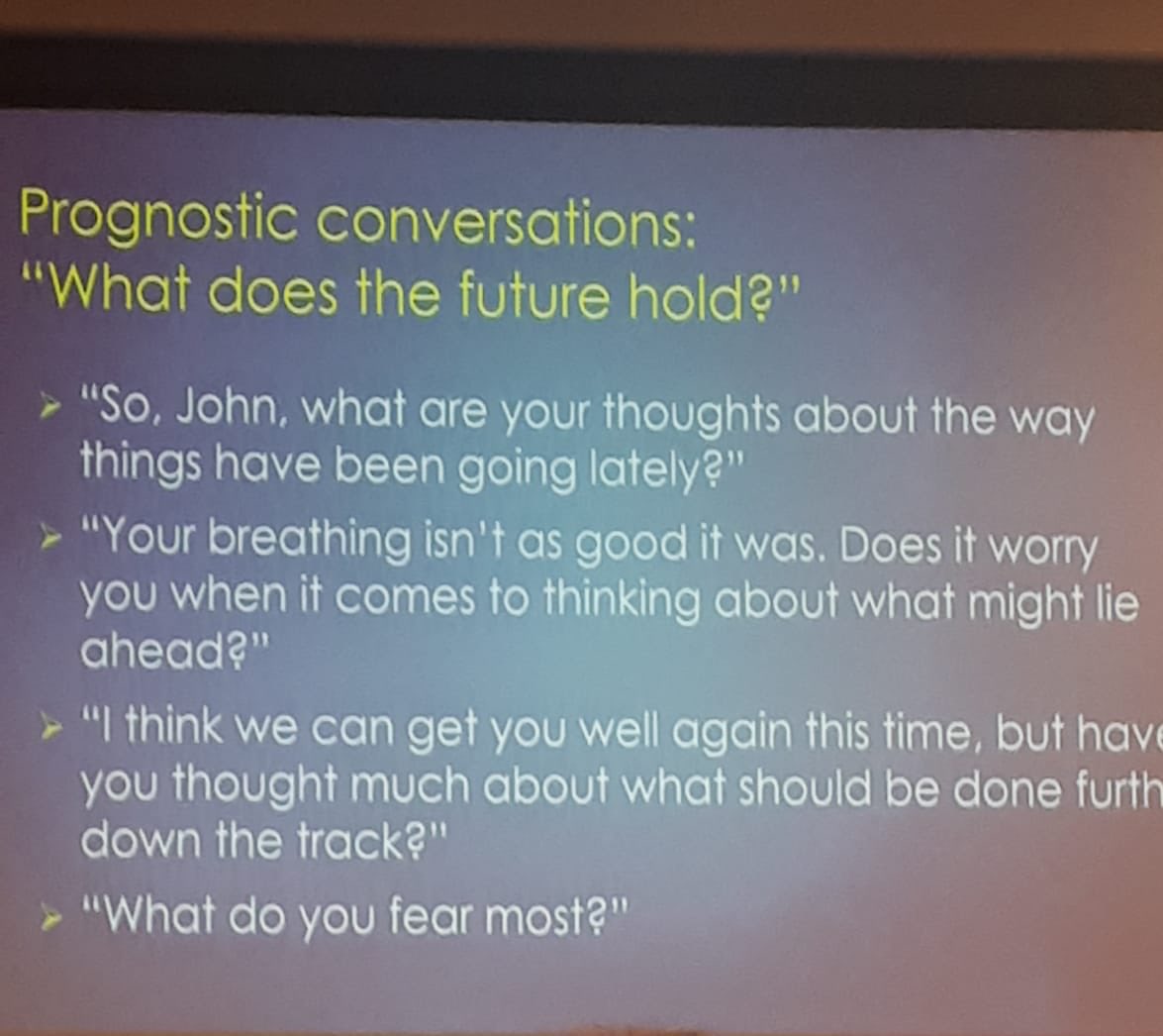 Inspirational talk from Professor Taylor today about the benefits of Advance Care Planning in patients with irreversible respiratory disease...really relevant to one of our current projects #strath2019