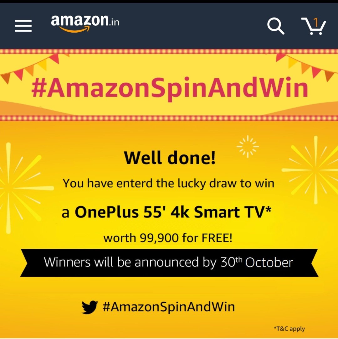 pirubaba92's tweet photo. #AmazonSpinAndWin yoooo hoooo let see.... https://t.co/or2EWC89aX