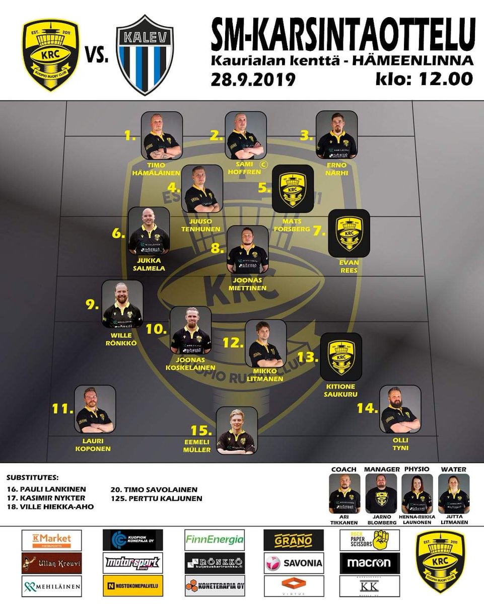 Huomenna kauden viimeinen ottelu. Vastassa on Tallinna ja panoksena sm-sarjapaikka kaudeksi 2020. Kokoonpanossa on aika paljon muutoksia finaaliotteluun mutta tappelemaan lähdetään luottavaisin mielin