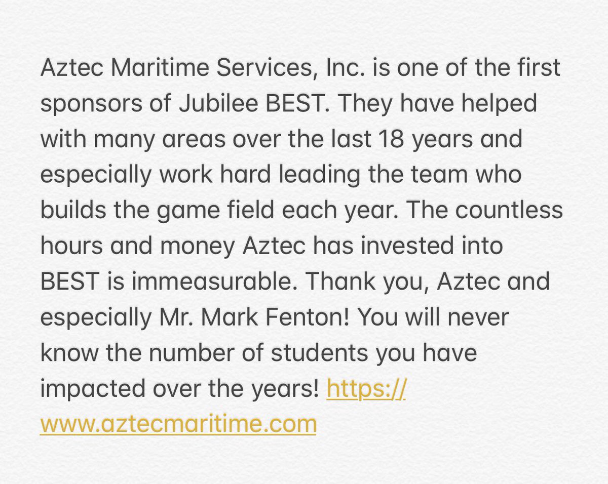 jubileebest's tweet photo. Thank you, Aztec!! #JubileeBEST2019 #BESTRobotics2019 https://t.co/VSnZ5czNaC