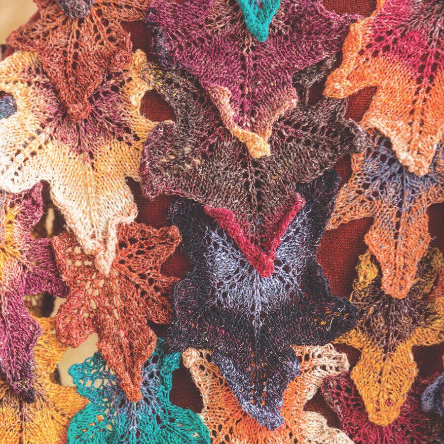 SixthandSpring's tweet image. To celebrate the official start of Fall, our #FBF is the Autumn Leaves Shawl, designed by Anna Stoklosa and knit in Noro Silk Garden. Work each leaf separately with these earthy tones, then sew them together for a true masterpiece.

Pattern available in the book Noro Silk Garden.