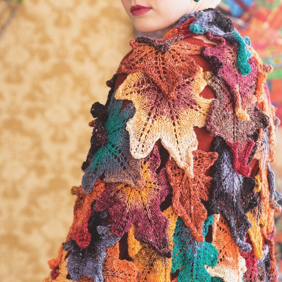 SixthandSpring's tweet image. To celebrate the official start of Fall, our #FBF is the Autumn Leaves Shawl, designed by Anna Stoklosa and knit in Noro Silk Garden. Work each leaf separately with these earthy tones, then sew them together for a true masterpiece.

Pattern available in the book Noro Silk Garden.