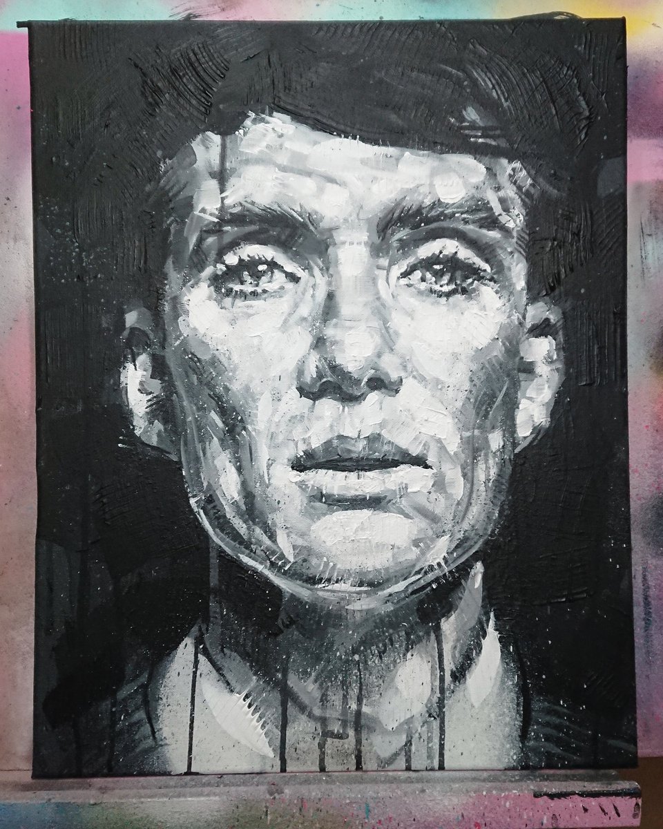 joe_murtagh_art's tweet photo. Tommy Shelby/Cillian Murphy portrait. (acrylic painting 40x50cm canvas) It's not perfect, but I've learnt loads painting this. Onto the next! @cillianmurphy #CillianMurphy @PeakyBlinders__ @SheelbyPictures #tommyshelby https://t.co/QWH5NE9dKq