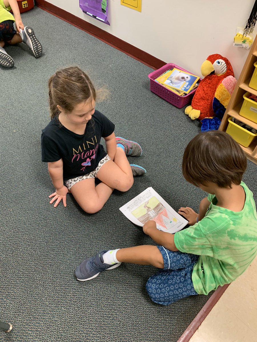 CarpElem's tweet photo. Our K students enjoyed visiting 2nd grade to learn about schools around the world.  They learned through readers theater and student made books!  #OfftoClass @ELeducation https://t.co/TyaFhZ0skp
