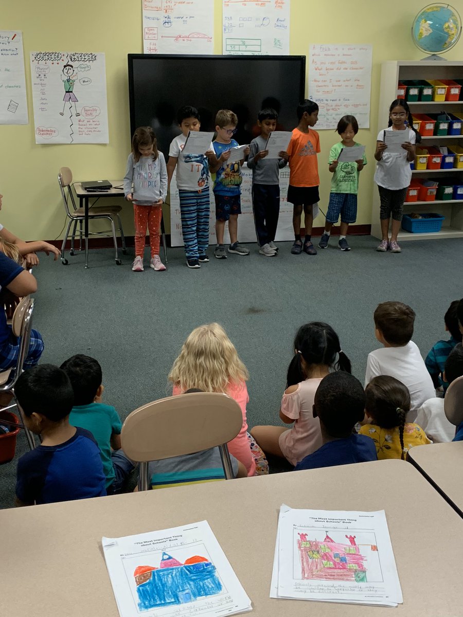 CarpElem's tweet photo. Our K students enjoyed visiting 2nd grade to learn about schools around the world.  They learned through readers theater and student made books!  #OfftoClass @ELeducation https://t.co/TyaFhZ0skp