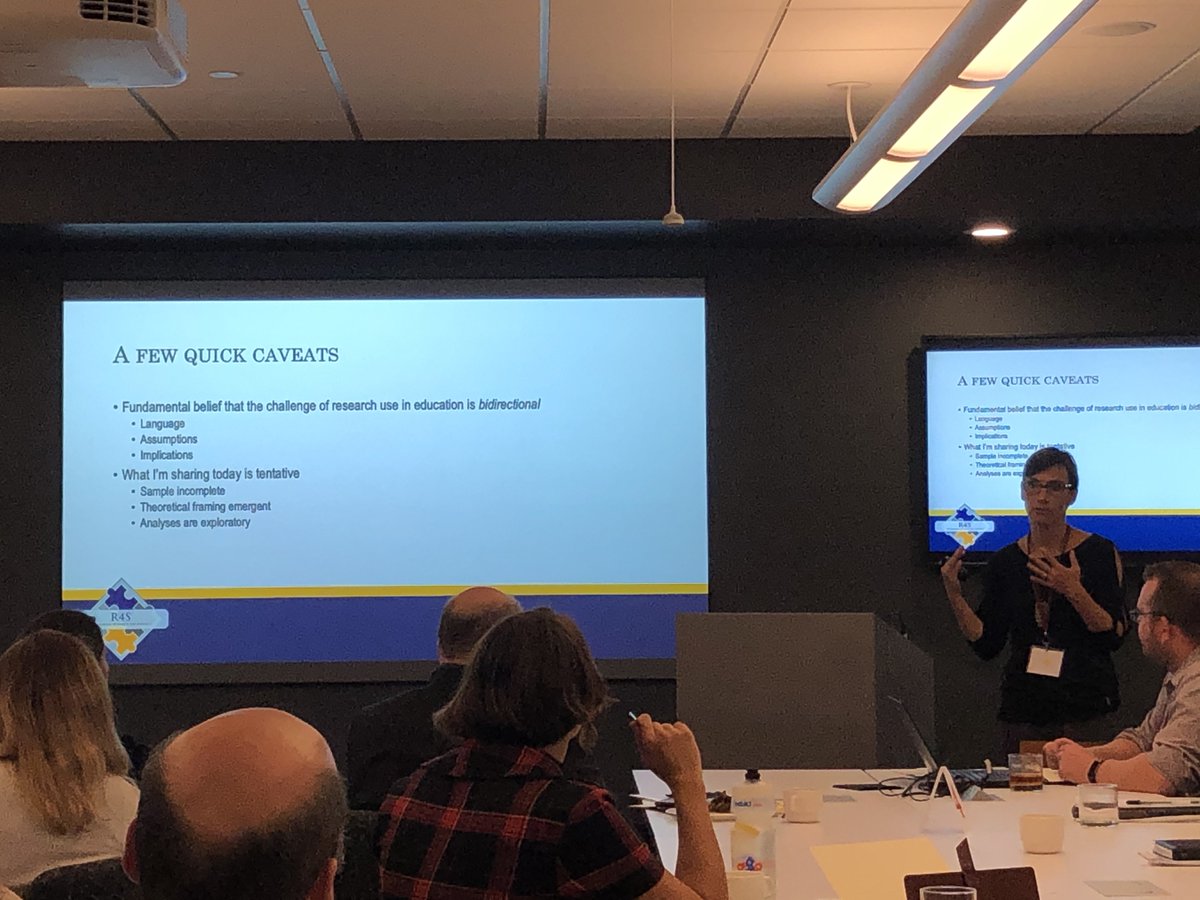 <a href="/FarleyRipple/">Dr. Farley-Ripple</a> getting our brains going after lunch and sharing impressive research in progress on individual capacity to access and obtain research as part of decision-making in school #WTGBrokers2019 - thanks for a candid &amp; refreshing take on the challenges we face in this space