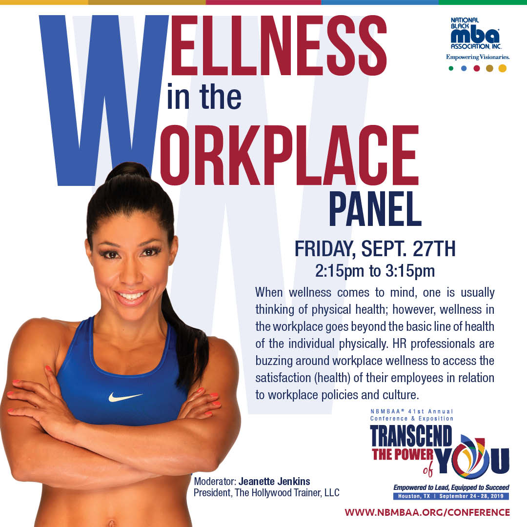 nbmbaahq's tweet photo. Be a part of the conversation and join Celebrity Trainer and Health Coach, Jeanette Jenkins, as she shares her insight on wellness in the workplace and employee relation to workplace policies and culture.
📍GRBCC 320 A - 2:15PM
.
#TranscendPowerofYOU #NBMBAA #TheBlackMBA https://t.co/L8SSBDrCrj