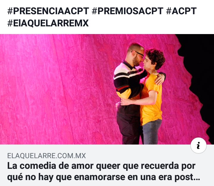 #ACPTnota 

ESTÚPIDA HISTORIA DE AMOR EN WINNIPEG

Una comedia romántica queer que lleva a una pareja a probar los límites de lo que uno es capaz de soportar en el ser que ama.

Aquí el texto de Iván Pasillas 
▶bit.ly/2nMWPBg