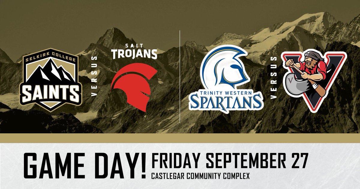 IT'S GAME DAY!! The Saints will be hosting a BC/Alberta College Hockey Showcase gets under way tonight! Don’t miss this BCIHL/ACAC exhibition match up!

Friday 4PM TWU vs Portage 
Friday 7:15PM Saints VS SAIT

Saturday 4PM TWU vs SAIT
Saturday 7:15PM Saints vs Portage