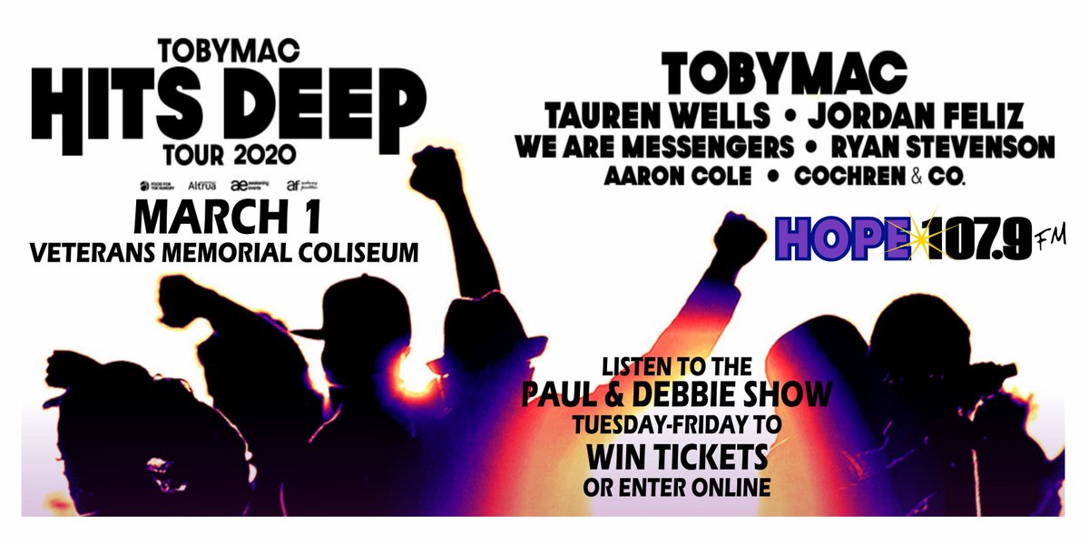 HOPE1079FM's tweet photo. Friends!! Have you entered to win a pair of tickets to the @tobymac concert!? https://t.co/yFImLxX5Jr 
Also if you would like to purchase your tickets, you can do so today!!!Use Promo Code INSIDER to receive 20 percent off! Only good through 9/29! https://t.co/dBoCAs5iwx