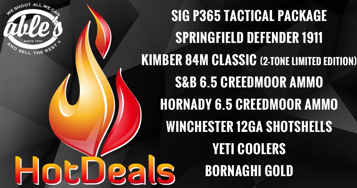AblesSporting's tweet photo. 🔥 Hot Deals on Pistols, Rifles, &amp; Ammo! - https://t.co/g0ugtkqvwj

#ables #ableammo #hotdeals #freeshipping #pewpew #sigsauer #p365tacpac #ammo #ammodeals https://t.co/M7K84UEroB