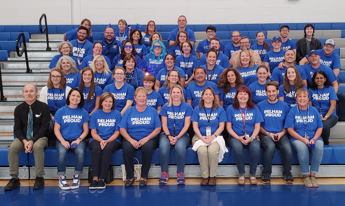 MsmeadP's tweet photo. Best faculty and staff!! Friday dance party and school spirit day #everyday #proudprincipal #PelhamProud https://t.co/fOT1cSqfsr