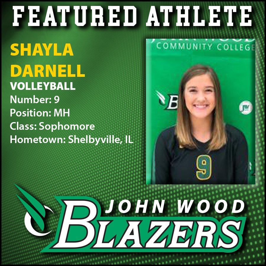 jdub_cc's tweet image. Today&apos;s Featured Athlete is Blazers Volleyball player Shayla Darnell. Shayla is sophomore from Shelbyville, Ill. #blazerstrong #jwcc #volleyball #womensvolleyball