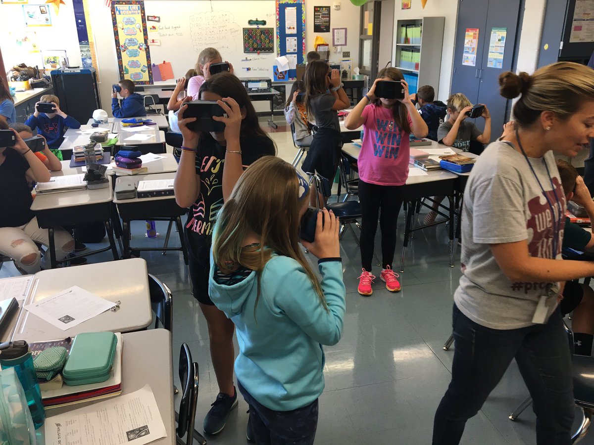 Jason_Erk's tweet photo. Miss Tegge and Mrs. Draper taught a virtual reality lesson in science class today! Students took a virtual field trip to the moon and explored the solar system! Awesome learning experience!  #qcsd #steam https://t.co/oXc9LONLgj