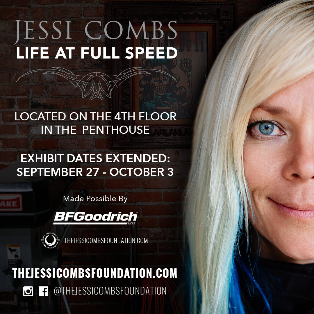 Thanks to the overwhelming response and generous support of @BFGoodrichTires, @Petersen_Museum is able to extend “Jessi Combs: Life at Full Speed” from 9/27 - 10/3. Please stop by if you haven't seen it. Admission to the exhibit is free or by suggested donation to the foundation.