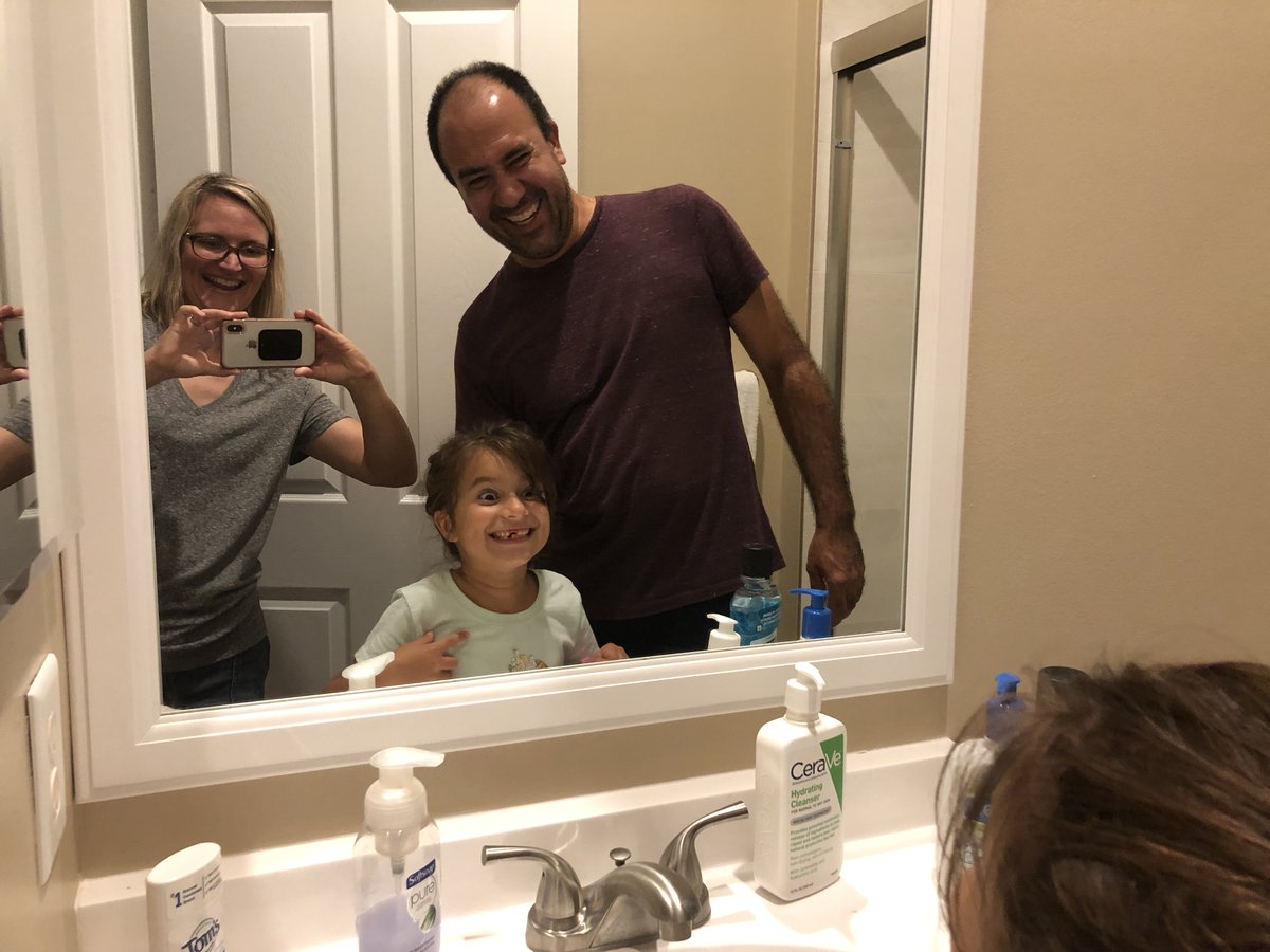 Friday Flashback: Although not that long ago, here's a special moment when my daughter lost her top front tooth and everyone's reaction was caught in the bathroom mirror. Don't be afraid to get creative when catching reactions! #ToothFairyExcitement #StorytellerPro