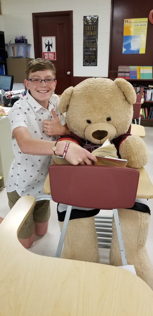 wshsbear's tweet photo. Ms. Berry asked me to help out in her Lit class today. I had picked out another book, but someone had already colored all the pictures in that one. #onewillow #LifewithBuster https://t.co/bEjFrOAI7t