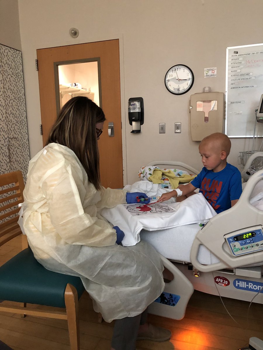 Mr_Abbott_SC's tweet photo. Hanging out with our favorite #childlifeteam @GAChildrens painting some @toystory pictures! @CUREchildcancer #maikinghospitalstaysfun #cancersucks #HuddieStrong π§‘ππ§‘π¦ΈββοΈ https://t.co/SUlOe4WPZt