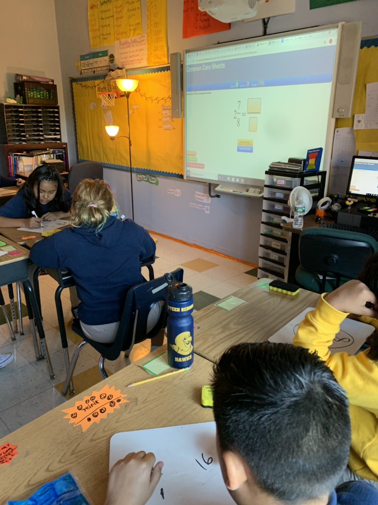 LimoneMr's tweet photo. 6th Graders honing their multiplying fractions skills in the 30 Second White Board Competition. #funfridays #makingmathfunagain @LillianMSteen1 @BogotaHigh @BogotaSpecial https://t.co/zRPxT8CCAR