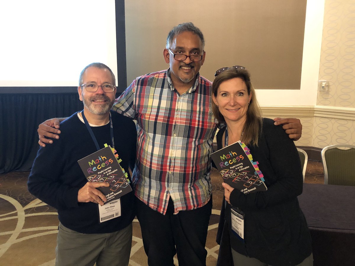 JohnSheaNHSMath's tweet photo. We were super excited to meet and learn from @Mathgarden at NCTMBoston19  ! We read #mathrecess this summer. Thank you for inspiring us to play with math. #Mathfriendsunite! https://t.co/9BzF6uJM3P