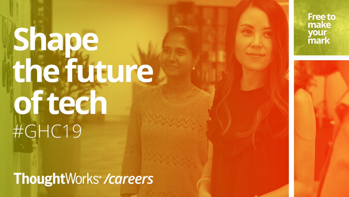 thoughtworks's tweet photo. We're excited to be heading to #GHC19! Meet us Oct 1 - 4 at the career fair, booth 1601, and see how you can #MakeYourMarkInTech with us. #JoinTW Learn more: https://t.co/DreSA8M6On https://t.co/zs3SOIiFNq
