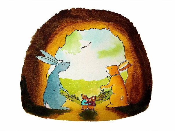 EB and March hare taking cover from a circling buzzard!
Illustrated by me!