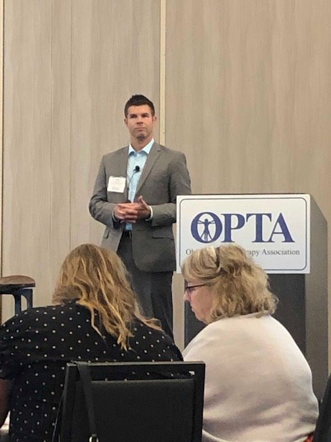 CSU_DPT's tweet image. Adjunct faculty member Phil Toal speaks at #OPTimize2019 on Clinical Reasoning: Strategies to Move from Novice to Expert.