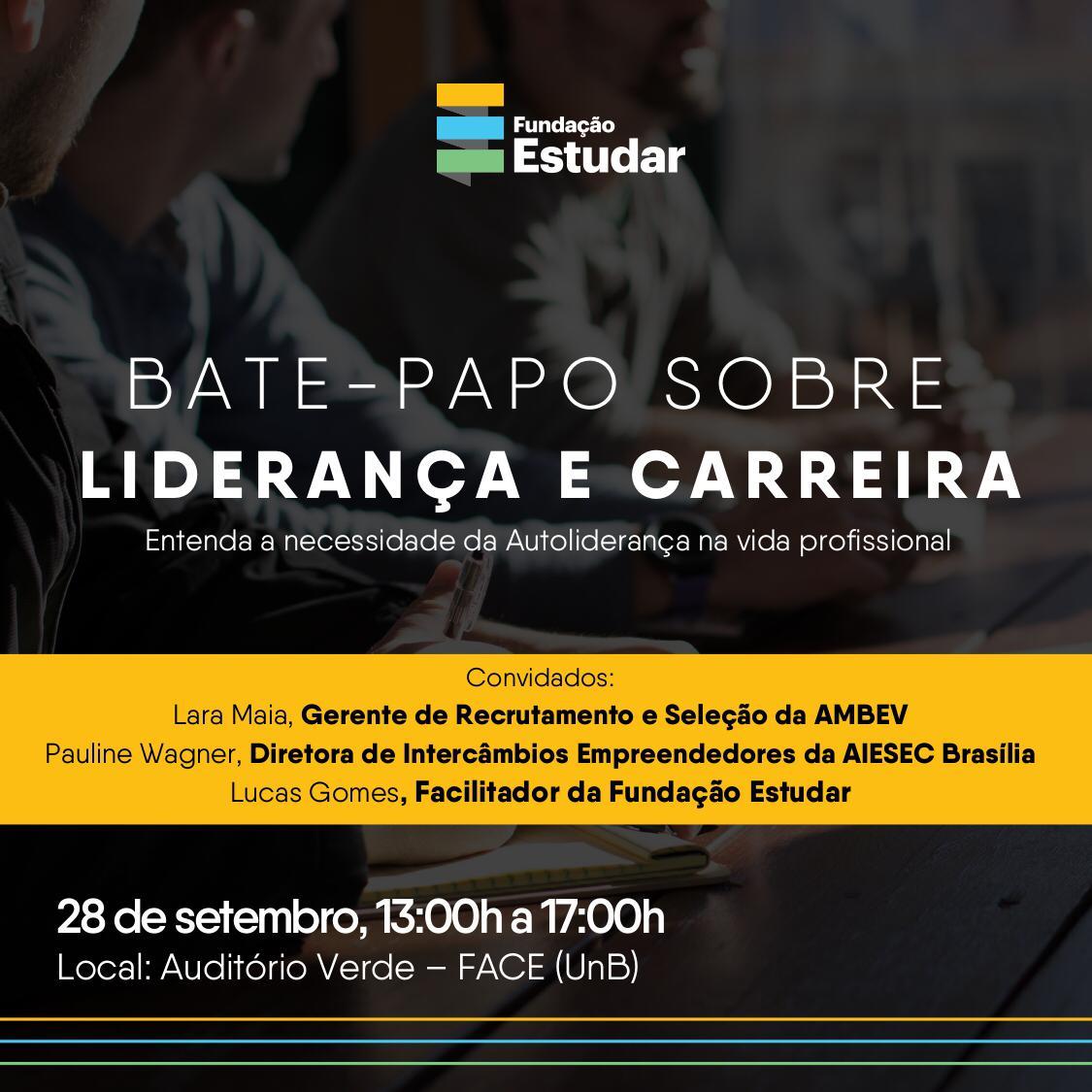 Amanhã, a Fundação Estudar, em parceria com a AIESEC e com a Ambev, irão promover o workshop "Impulsione seus resultados a partir da Liderança.". Com os temas: Empreendedorismo, Liderança, Cultura de Excelência e desafios do dia-a-dia no trabalho. bit.ly/2kUYQdz