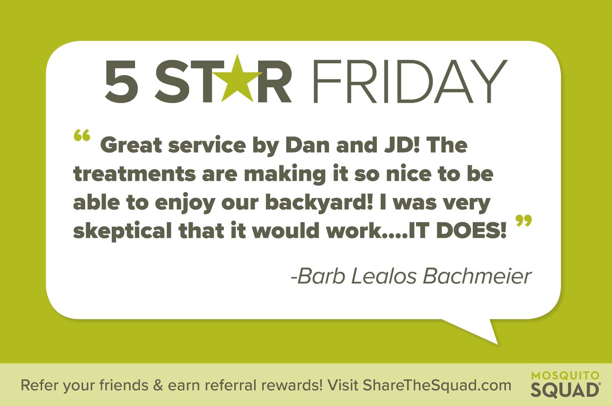 mosquitoSQUADco's tweet photo. Happy Friday Everyone!!! 
Thank You Barb! ⭐️
#5StarFriday #SquadGoals https://t.co/6Qqvv8SiNE