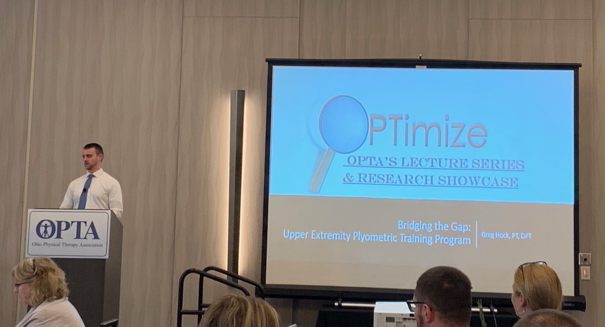 scott_ohpt's tweet image. Dr Gregory Hock bridging the gap in the evidence and the use of a plyometric training program for overhead athletes. ⁦@Ohio_PT⁩ #OPTimize2019