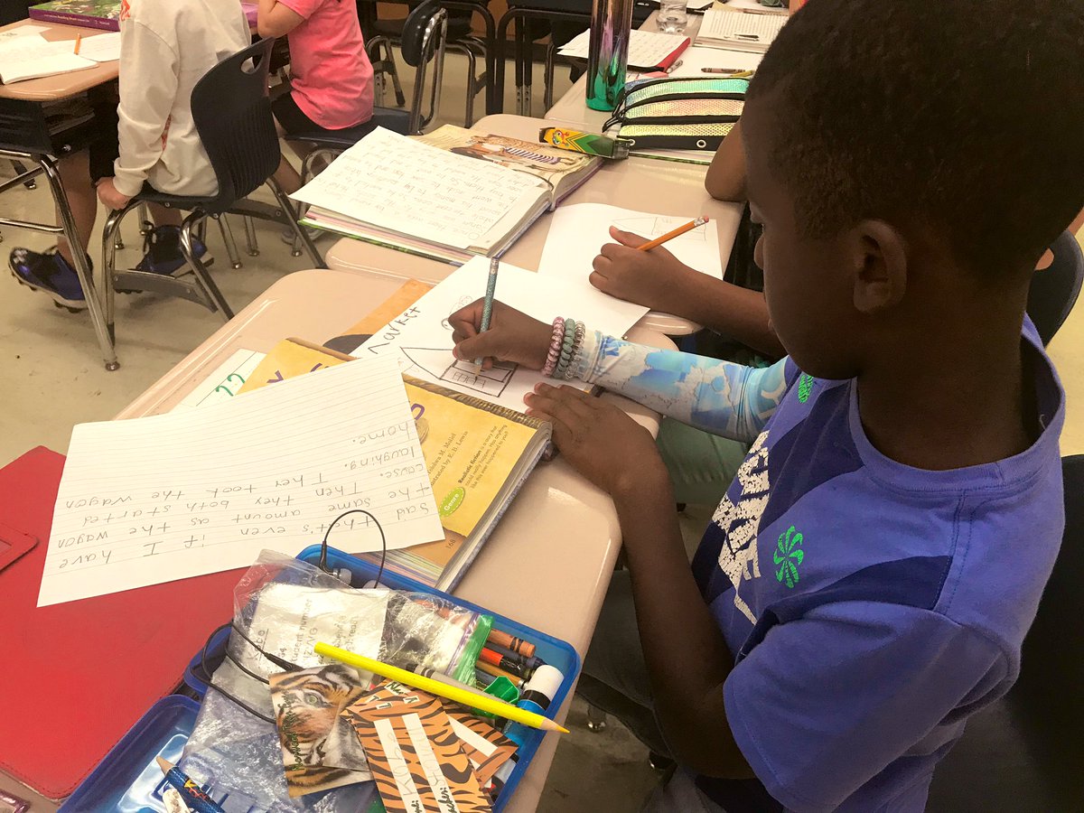 Ms_Stovall1's tweet photo. I can confidently say two things about this group of kiddos: they love to talk🤪 and they love to write✍🏻. All week we worked on drafting, editing and assessing our writing. Today we finally “published” our final stories in our classroom.🙌🏻 https://t.co/ZsPrtn7Odi
