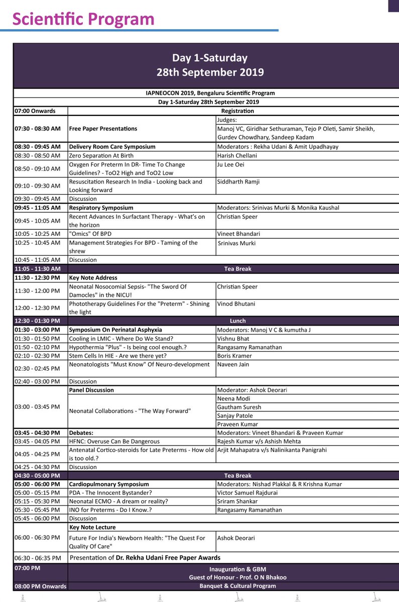 iapneocon2019's tweet photo. Welcome all the delegates and speakers for the IAPNEOCON 2019.. this is the schedule for today https://t.co/iOdyDotrZV