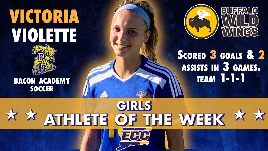 GoECCAthletics's tweet photo. Congrats to this week’s @GoECCAthletics Athletes of the Week winners. Victoria Violette @BaconAthletics Girls’ Soccer & Alfonso Vazquez Windham Boys’ Soccer. Big thanks to all the fans who voted & to our sponsor @BWWings of Waterford. @NFP_CTEast @GameTimeCT #eccaow #eccnation https://t.co/QQOmGhHg7B