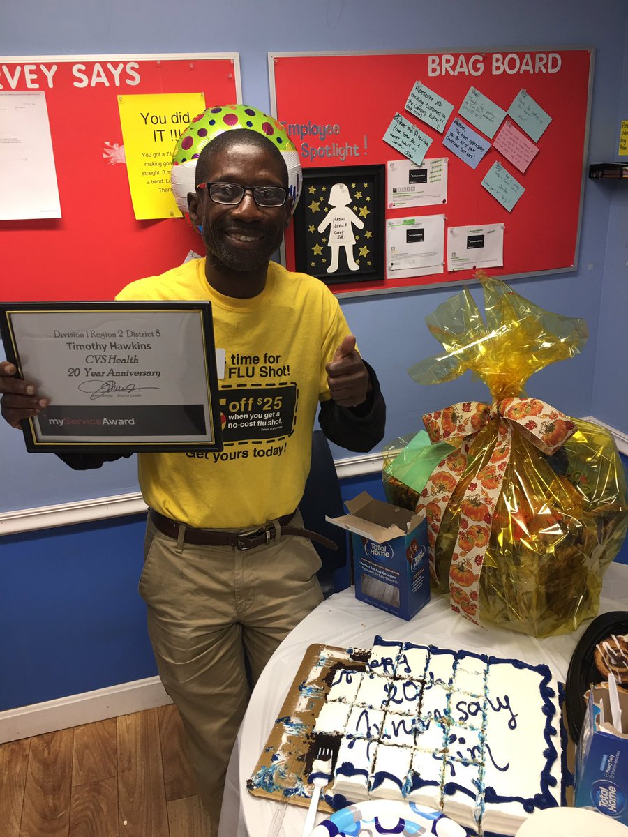 JSkinnerCVS's tweet photo. Timmy in Porter Square Cambridge celebrated his 20th anniversary today!  I am so inspired by how Timmy shows up, everyday, to deliver on our purpose.  #mostrecognizedinMCC https://t.co/leCmAv3luJ