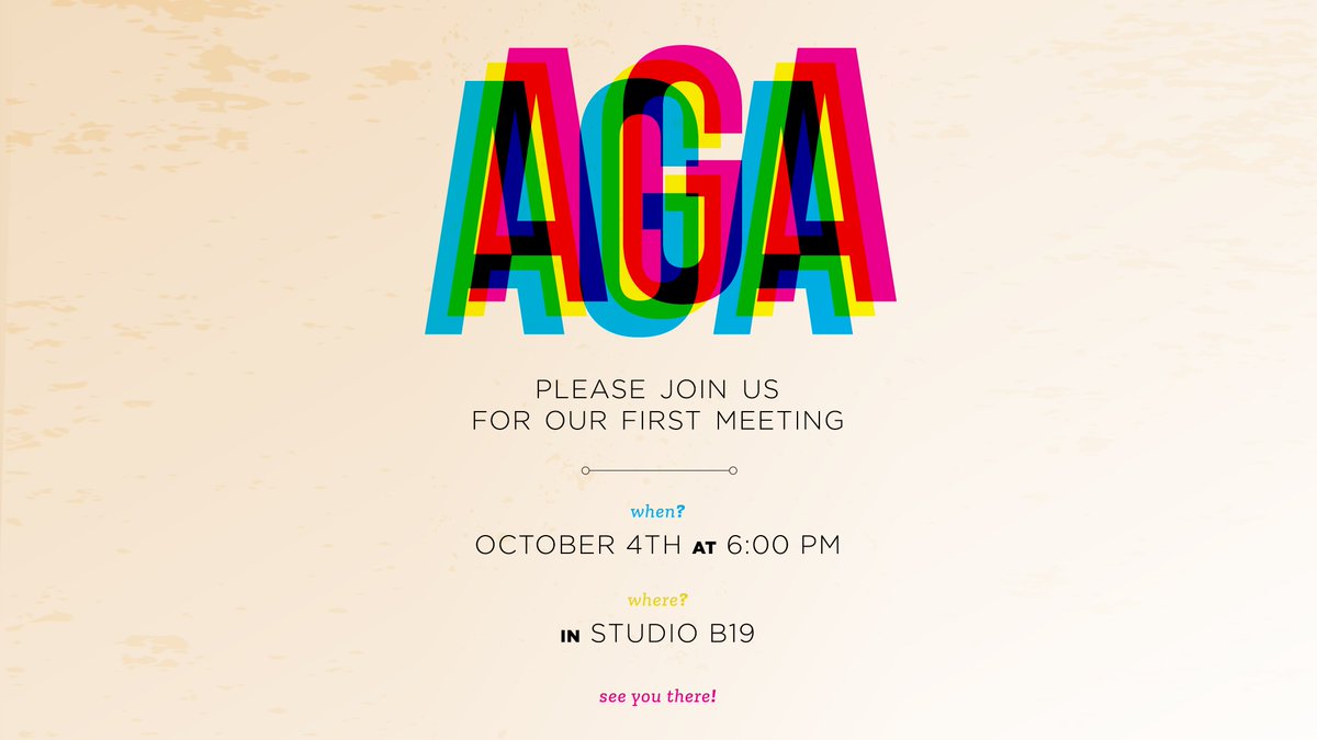 Our first AGA Meeting of the semester is one week from today, and there will be Chick-Fil-A! We can't wait to see you there. 🐄

Lots of good information will be provided about this upcoming semester's events!

B19 of the Art Building
Friday, October 4th at 6:00pm