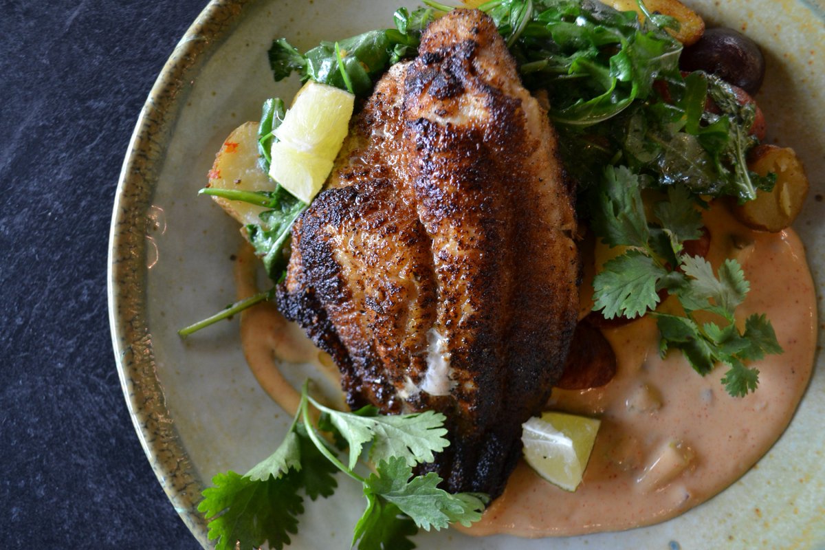 imperialmarkeat's tweet photo. We love a delicious #Friday Feature like this one 😍 Tonight's feature is blackened #catfish w/ #chorizo &amp; caramelized onion mini potatoes and arugula &amp; #Cajun remoulade. Call 519-390-6000 for reservations. #newhamburg #wilmot #wilmottownship #fridayfeature #chefsfeature #eatery https://t.co/Ukyn6YLAAV