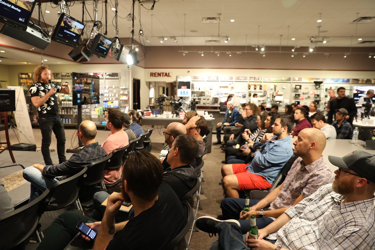 abelcine's tweet photo. We had an amazing turnout for last night's September #ColoristMeetup in LA! π Big shoutout to our special guests Greg Hamlin (@Dolby) & Larry Chernoff (@MTIFilm). For more photos, visit our FB album β‘οΈ https://t.co/GeTwZEwpCV | @ColourTraining @dadovalentic @coloristmeetup https://t.co/vxZWNnsuhU