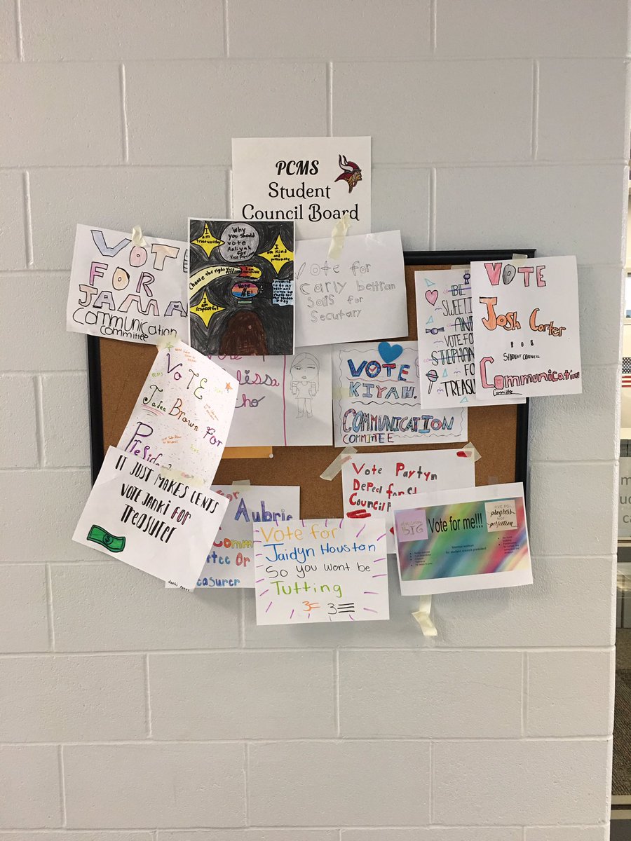 PCMSStudentCou2's tweet photo. Thank you for voting for your PCMS Student Council representatives today!  Results will be shared Monday.  #signsoftheaftermath @DrMackzum @StallworthPCMS @amodiodebbie1 @misswilderPCMS @PCMSVikingPride https://t.co/A70cGneTRY