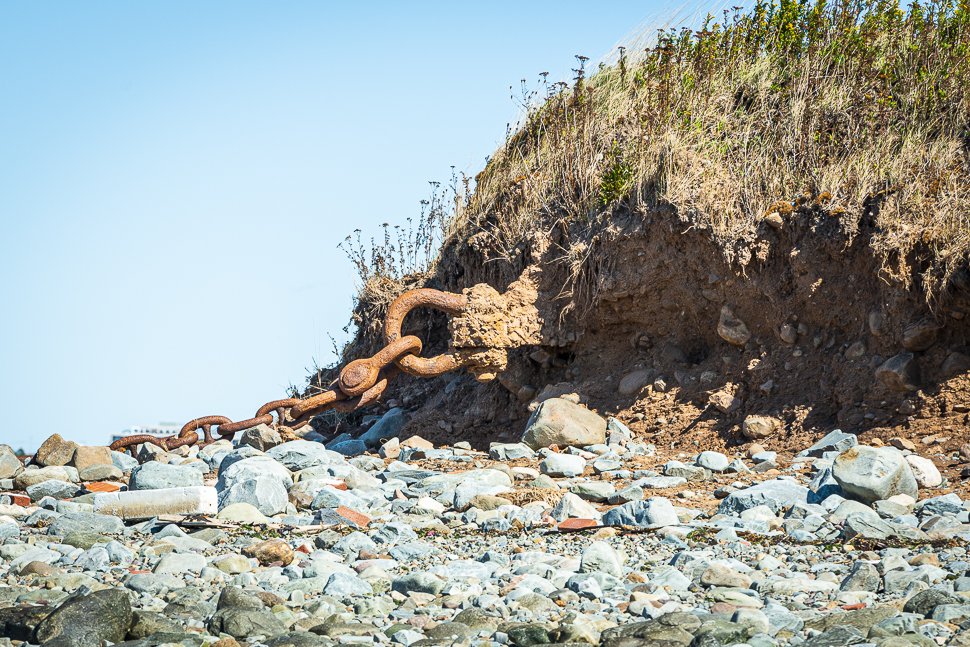 Great example of the effects of climate change here on George's Island in Halifax Harbour. Shoreline erosion caused by Hurricane Dorian has revealed what might be a fastening point for WWI submarine nets. <a href="/NateTWN/">Nathan Coleman</a> <a href="/globalhalifax/">Global Halifax</a> <a href="/halifaxnoise/">halifaxnoise</a> <a href="/chronicleherald/">The Chronicle Herald</a>