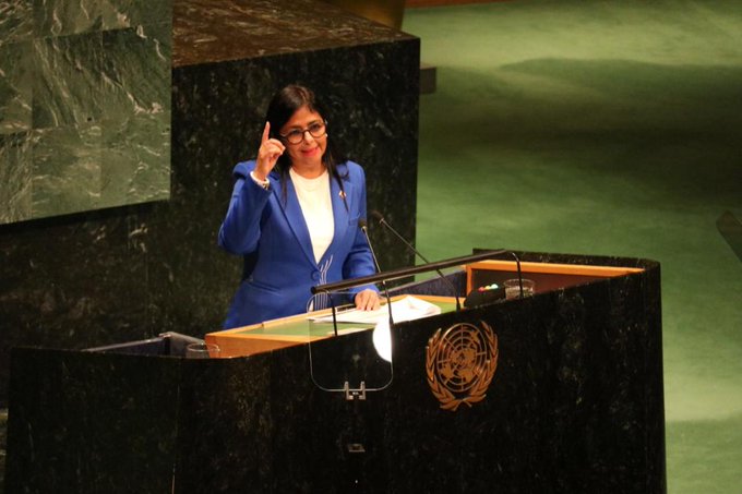 Delcy Rodríguez denounced U.S. coercive measures against Venezuela. Photo/ @CancilleriaVE