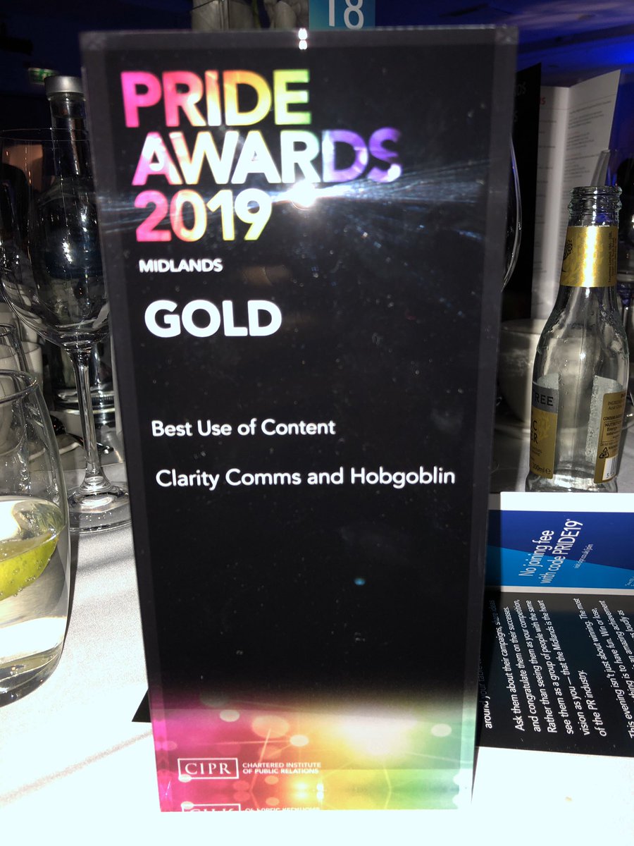 Wow...delighted to have won Gold for Best Use of Content at the #PRideMid <a href="/CIPR_Awards/">CIPR Awards</a>