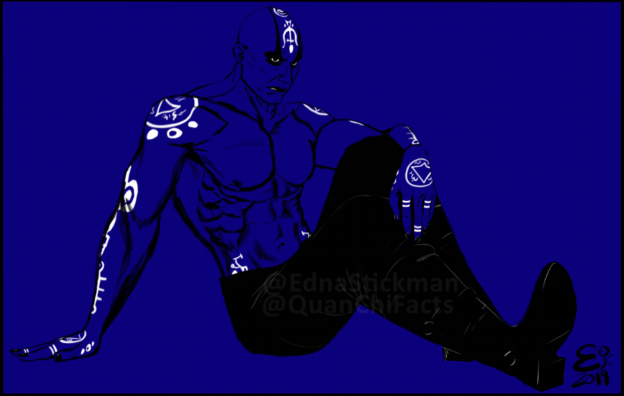 EdnaStickman's tweet image. I made a blue Quan Chi! I thought he should have more tattoos, so I gave him some. He's a pretty fancy guy.  💀

#quanchi #woolay #mortalkombat #ednastickman #quanchifacts @noobde @therealsaibot