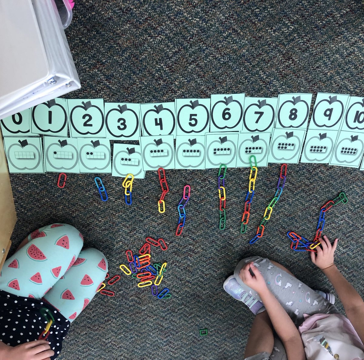 Mrs_ShannonRay's tweet image. Students ordered numerals, matched them with their arrangements (tens frames), then created the number using manipulatives. #fcpsmath