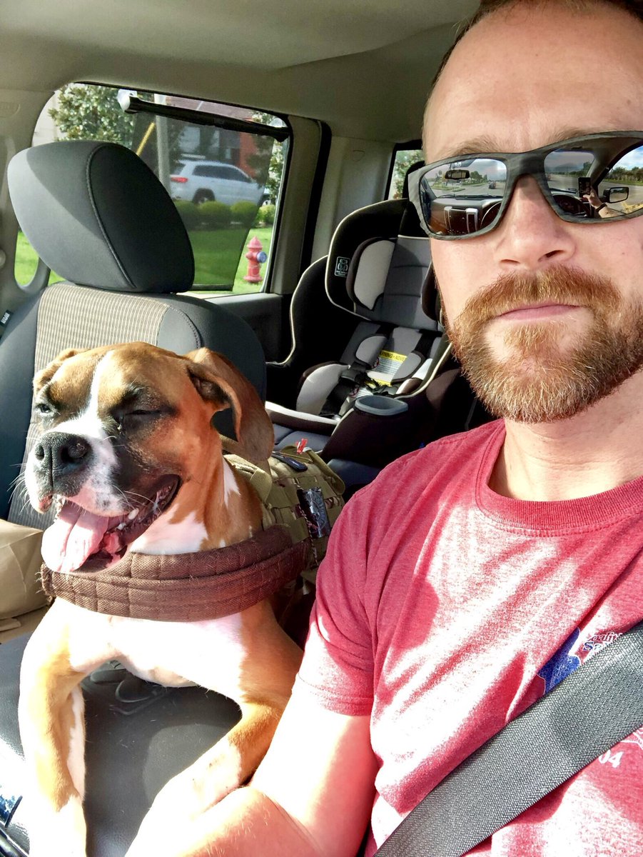 DonnyDaughenbau's tweet photo. #RedFriday #RememberEveryoneDeployed red shirt Friday! Oakley our #Boxerdog doesnβt have a red shirt yet, but she will! @SaluteHeroes #ataredlight #Texas @codeofvets ! https://t.co/eUrqpKrXq9