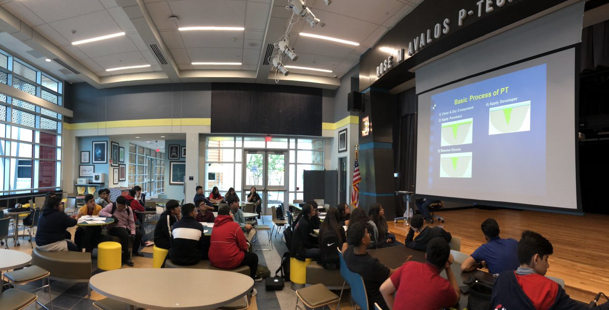 AvalosPTECH's tweet photo. Students in the #InspectionTechnology #NDT career pathway learned about Penetrant Testing during College and Career Connections Fridays. On-site, Work Based Learning today, for the jobs of tomorrow! #PTECH #TexasPTECH @AldineCTE #DrilcoHouston https://t.co/KUJTi8uaPT