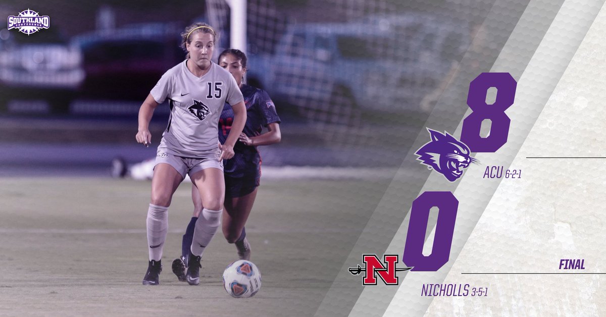 ACU_Soccer's tweet photo. FINAL | ACU scores EIGHT times in the shutout victory! We're 2-0 in the Southland!

#GoWildcats #SACRFCE https://t.co/dYoMODtfzT