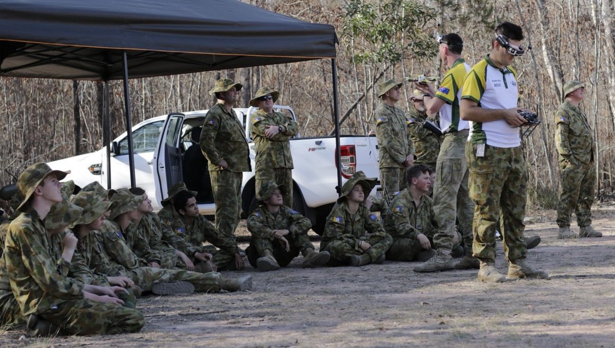AUADRT's tweet photo. This week, while at @WoDCongress, team pilots Toges (AHQ) and Cam (#3CSSB) ducked out to the @AustralianArmy Cadets SQLD Field Training Ex to give them a burst on #DroneRacing! Great enthusiasm from this #NextGen of #STEM Aussies!
@comdforcomd @EducateSmarter @3BrigadeTSV https://t.co/IVdTyjW5kK