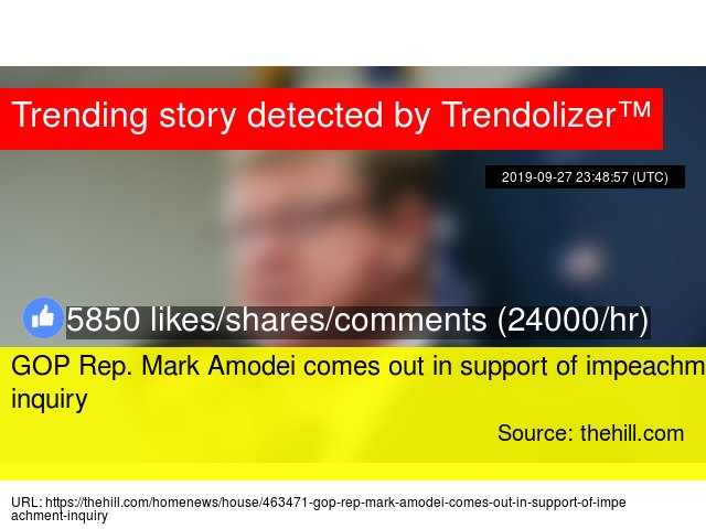 Trendolizer's tweet image. GOP Rep. #MarkAmodei comes out in support of impeachment inquiry #President #Trump #Nevada #RepublicanParty trendolizer.com/2019/09/gop-re…