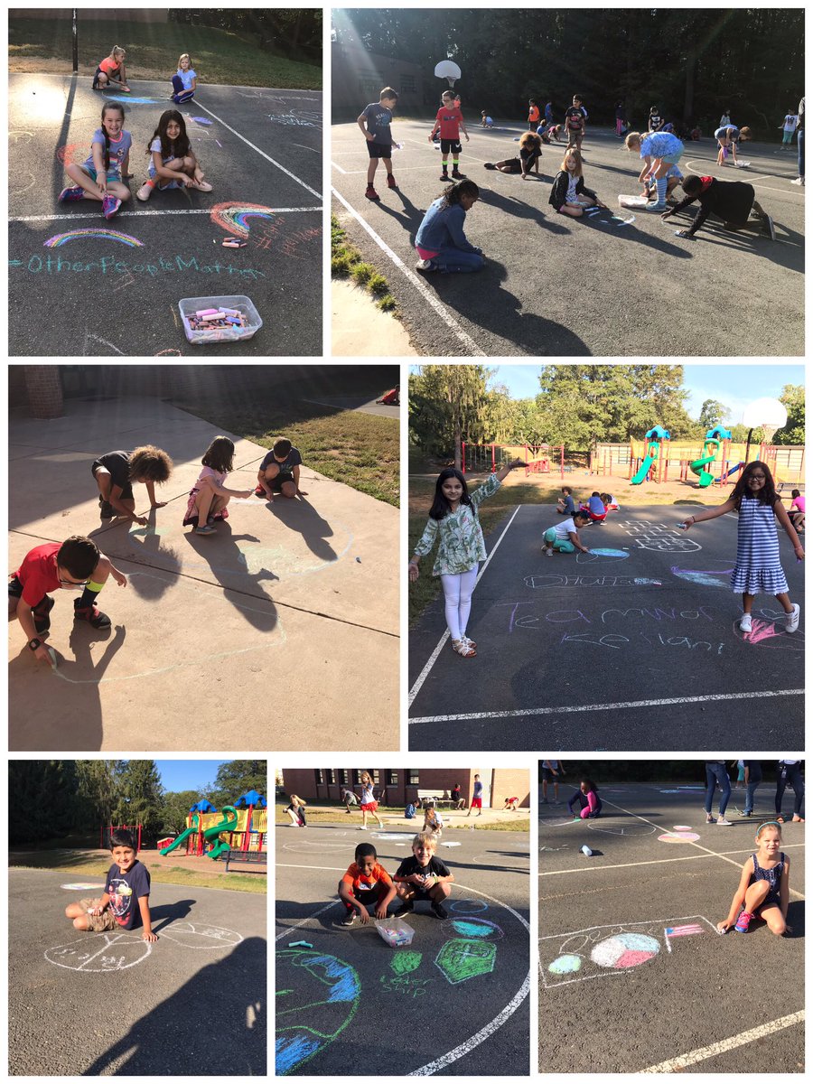 Students used pictures or words to describe what peace means to them!#chalk4peace ✌️