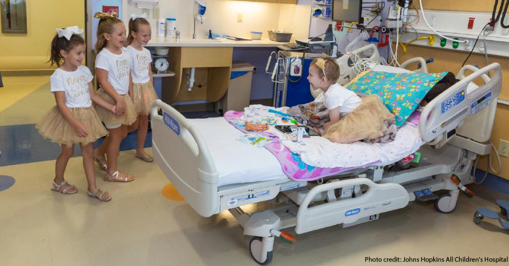 WebMD's tweet image. Four small friends who met at @AllChildrens while getting cancer treatment are back together for a fourth year of group photos. And the message on their shirts -- “Never EVER Give Up” -- carries an emotional new meaning. ❤️ wb.md/2l4w3TY